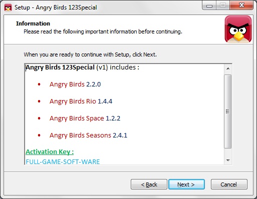 angry birds activation key 4.0.0